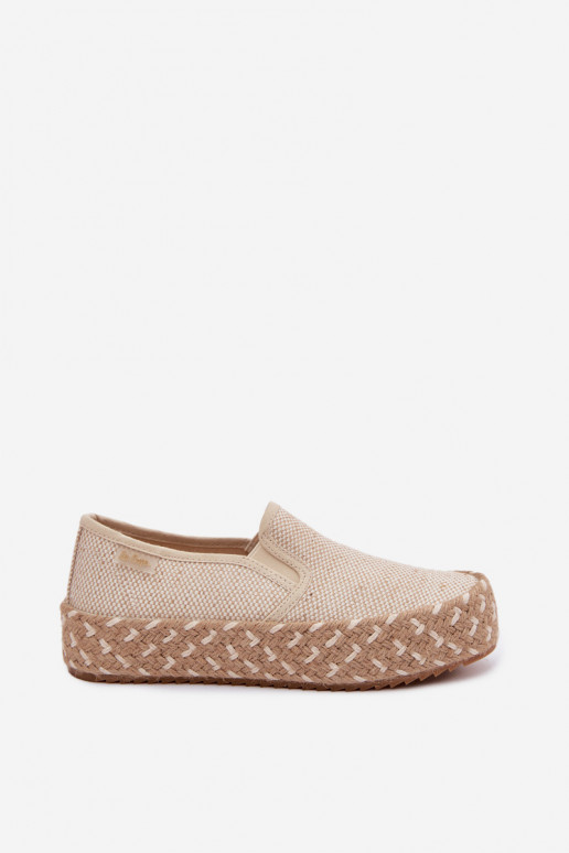 Espadrilky s platformou S vrkočom Lee Cooper LCIN-26-31-4332 béžová