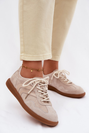Kožené zo semišu Tenisky model obuvi Dámska nízka béžová Perinae