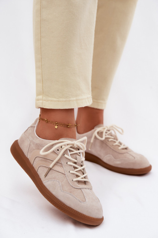 Kožené zo semišu Tenisky model obuvi Dámska nízka béžová Perinae