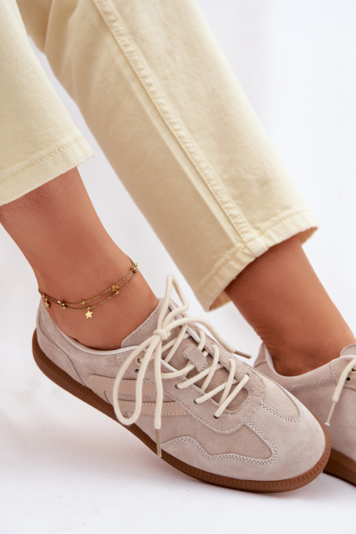 Kožené zo semišu Tenisky model obuvi Dámska nízka béžová Perinae