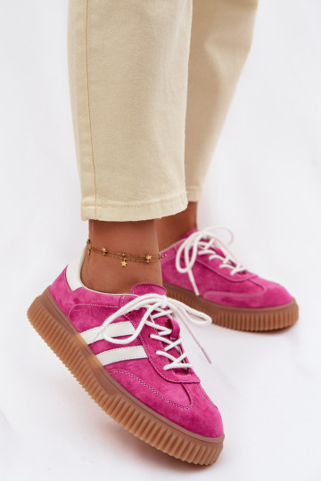 Semišové tenisky dámske na platforme ružové 2
