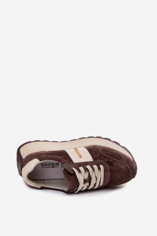 Tenisky model obuvi Dámske s platformouZapnutéturalnego zo semišuu CzekoladoIne Rosinae