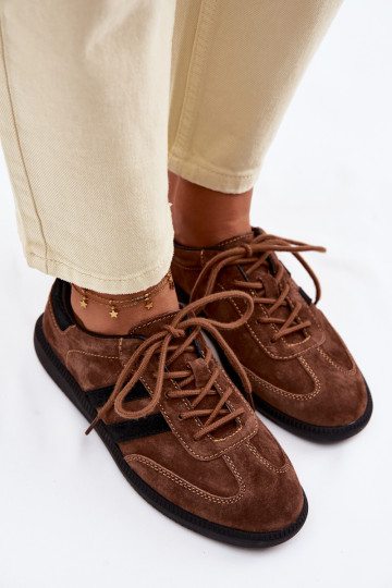 Kožené zo semišu Tenisky model obuvi Dámske Hnedá farba Ismina