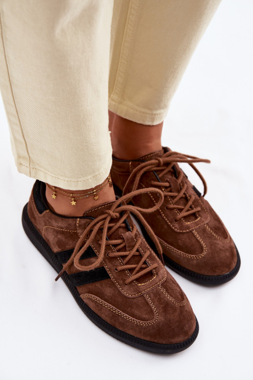 Kožené zo semišu Tenisky model obuvi Dámske Hnedá farba Ismina