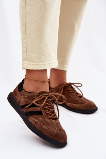 Kožené zo semišu Tenisky model obuvi Dámske Hnedá farba Ismina 2