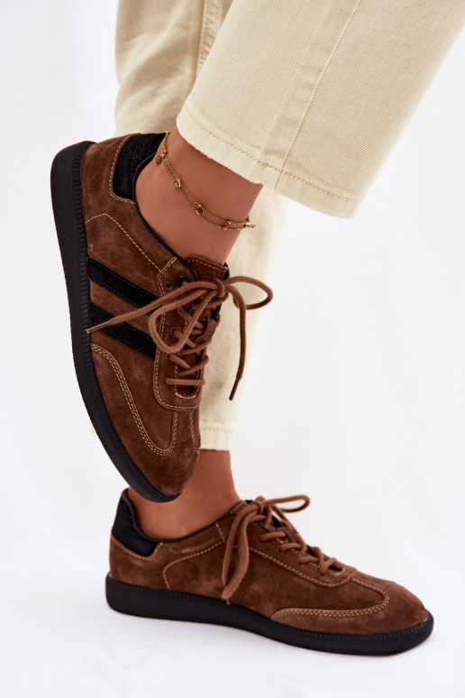 Kožené zo semišu Tenisky model obuvi Dámske Hnedá farba Ismina