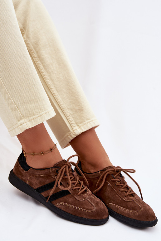 Kožené zo semišu Tenisky model obuvi Dámske Hnedá farba Ismina