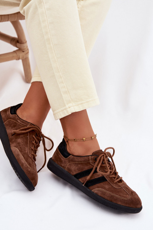 Kožené zo semišu Tenisky model obuvi Dámske Hnedá farba Ismina
