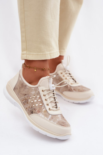 Vzorované Kožené topánky Dámske D&A GR61-5990 béžová