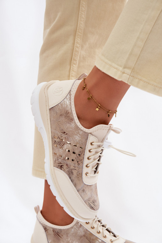 Vzorované Kožené topánky Dámske D&A GR61-5990 béžová