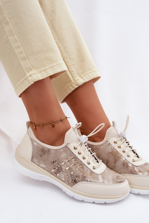 Vzorované Kožené topánky Dámske D&A GR61-5990 béžová