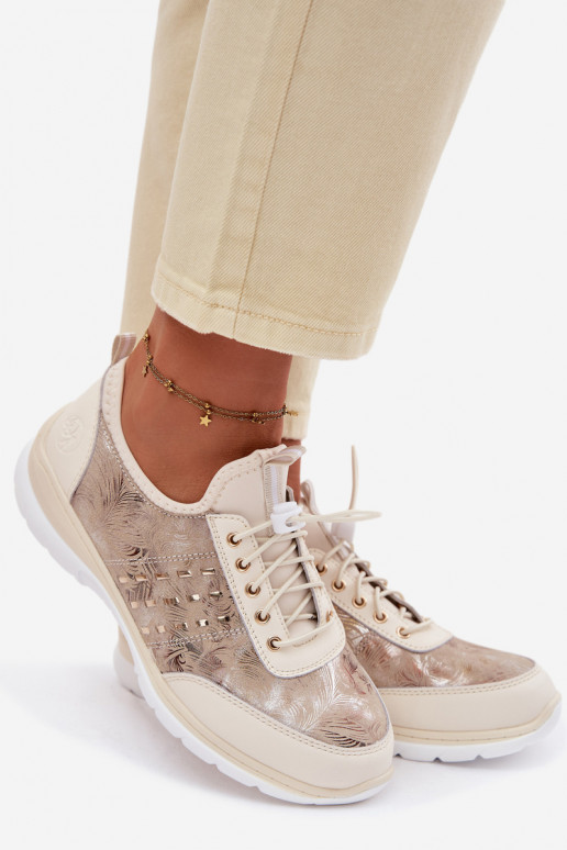 Vzorované Kožené topánky Dámske D&A GR61-5990 béžová