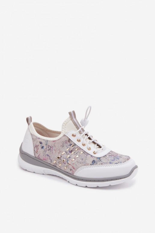 Vzorované Kožené topánky Dámske D&A GR61-5990 biela farba