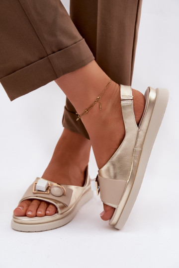 Dámske sandále Dámske s ozdobami D&A GR61-5932 zlatej farby 2