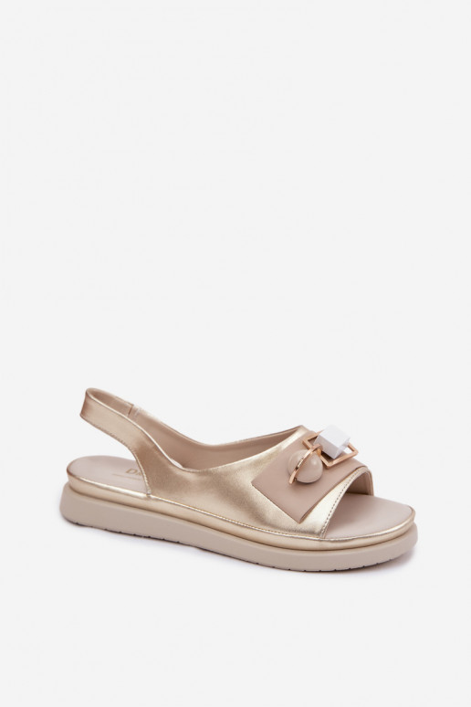 Dámske sandále Dámske s ozdobami D&A GR61-5932 zlatej farby