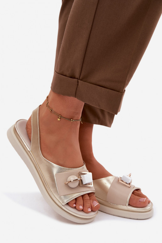 Dámske sandále Dámske s ozdobami D&A GR61-5932 zlatej farby