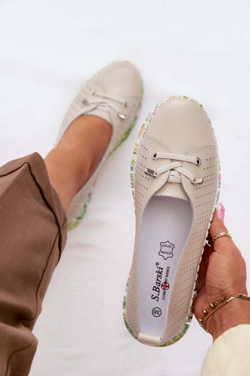 Kožené topánky Dámske S.Barski GR61-5970 béžová