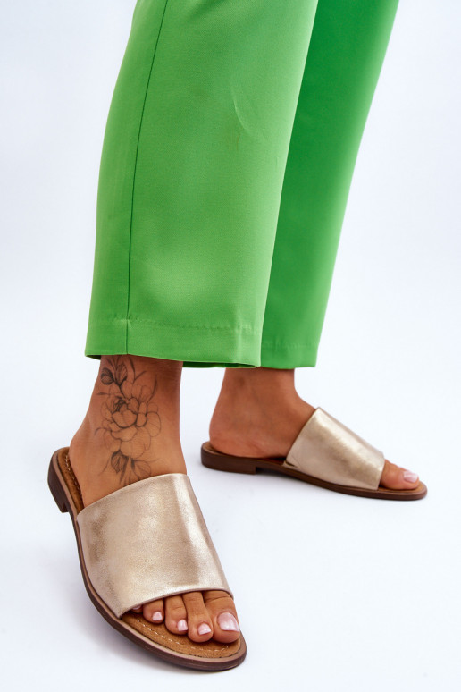 Dámske Koža hladká Papuče zlatej farby Cerise