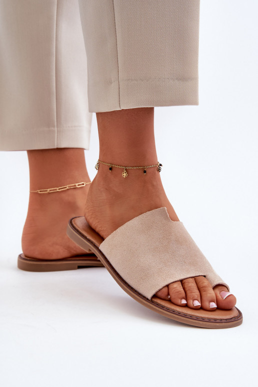 Dámske semišové papuče Plážové šľapky béžová Amite