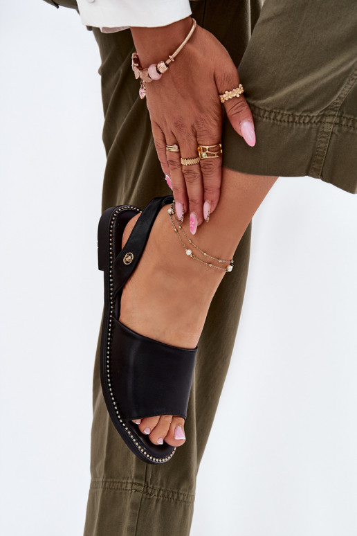 Dámske sandále so širokými podpätkami Eko Kožené čierna Dereka