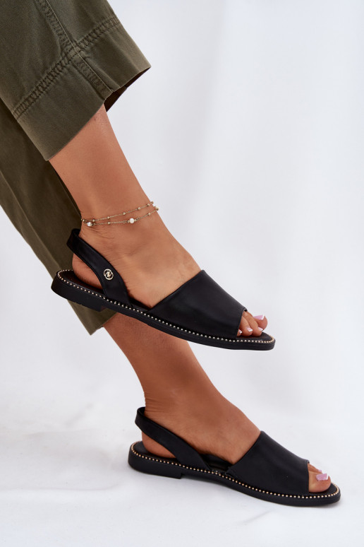 Dámske sandále so širokými podpätkami Eko Kožené čierna Dereka