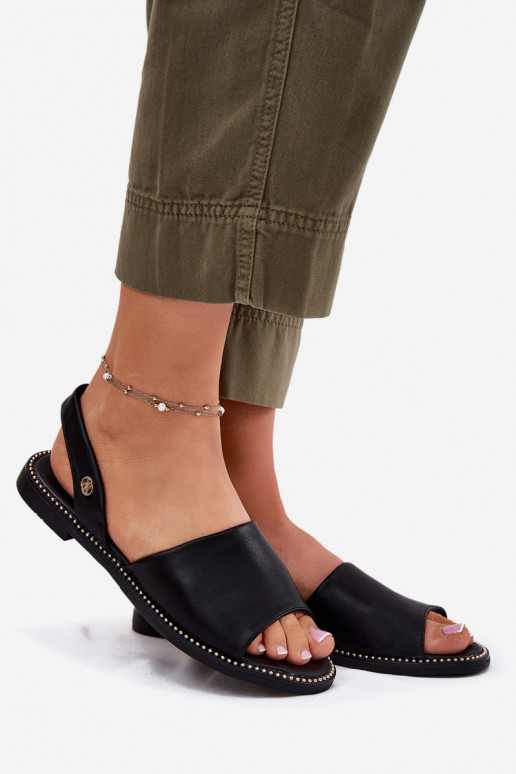 Dámske sandále so širokými podpätkami Eko Kožené čierna Dereka