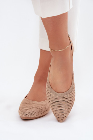 Sieťovina Látkové balerínky Dámske béžová Sarina 2