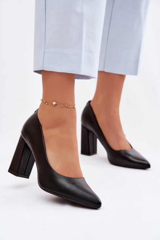 Topánky s podpätkami z eko kože Sergio Leone PB216 čierna