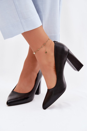 Topánky s podpätkami z eko kože Sergio Leone PB216 čierna 2