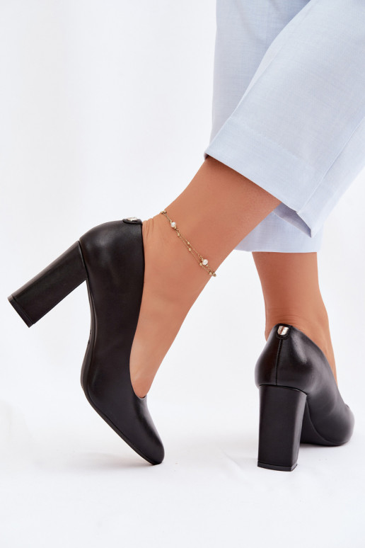 Topánky s podpätkami z eko kože Sergio Leone PB216 čierna