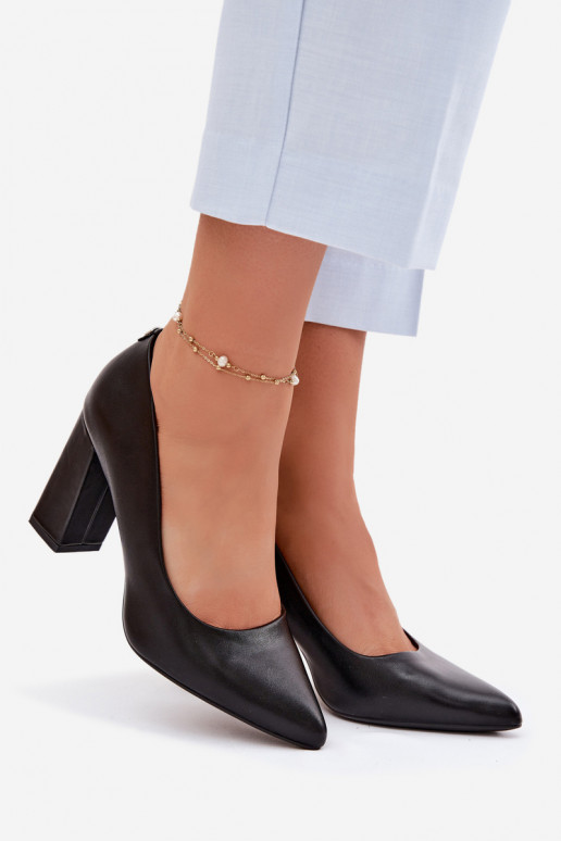 Topánky s podpätkami z eko kože Sergio Leone PB216 čierna