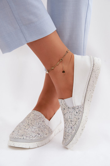 Dámske kožené zapínacie topánky Tai turiciejka 03512-70 biela-strieborná farba
