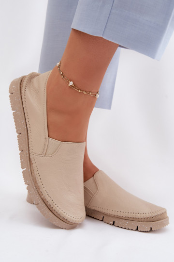 Dámske kožené nazúvacie topánky Máciejka 03512-04 béžová