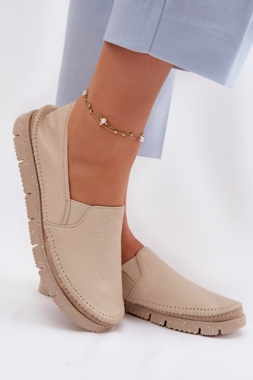 Dámske kožené nazúvacie topánky Máciejka 03512-04 béžová