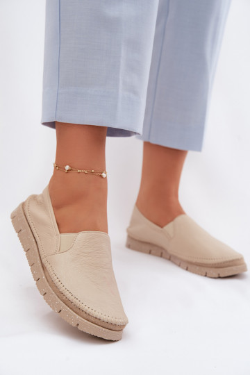 Dámske kožené nazúvacie topánky Máciejka 03512-04 béžová 2