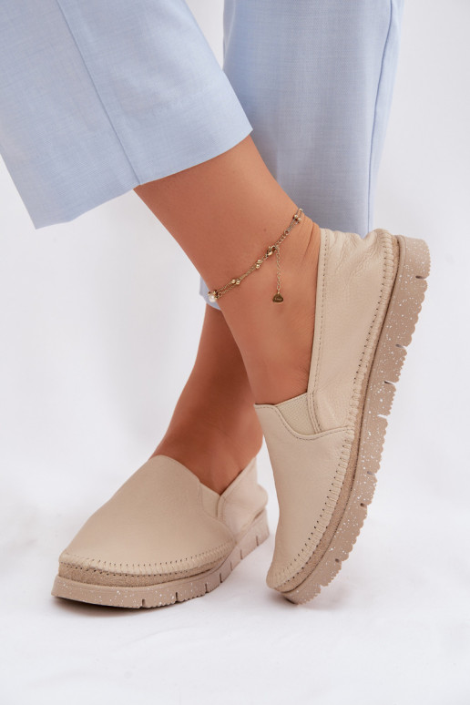 Dámske kožené nazúvacie topánky Máciejka 03512-04 béžová