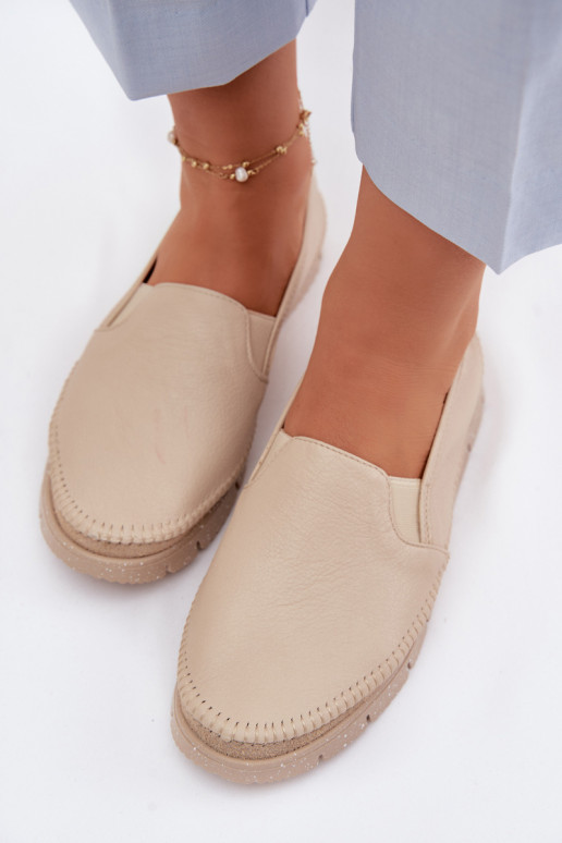 Dámske kožené nazúvacie topánky Máciejka 03512-04 béžová