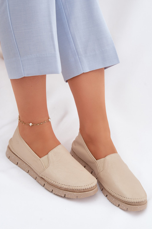 Dámske kožené nazúvacie topánky Máciejka 03512-04 béžová