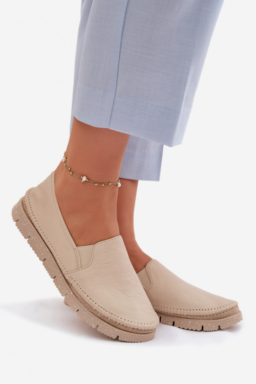 Dámske kožené nazúvacie topánky Máciejka 03512-04 béžová