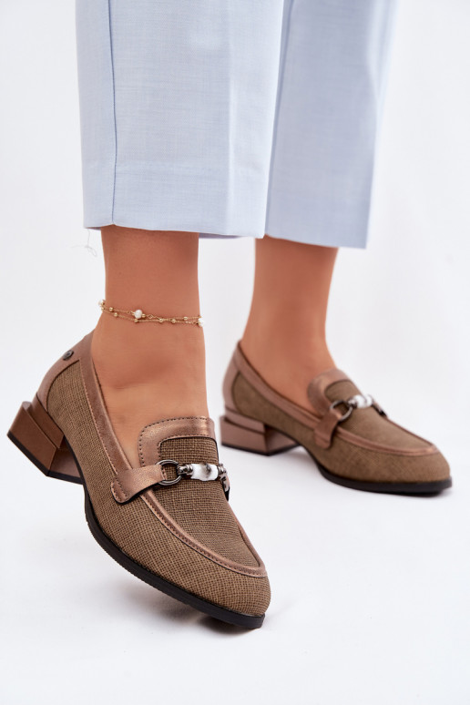 topánky Dámske s podpätkami S Ornatem Detalem Hnedá farba Meliva