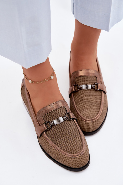 topánky Dámske s podpätkami S Ornatem Detalem Hnedá farba Meliva