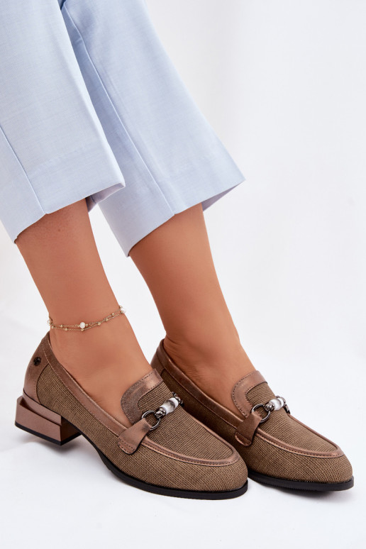 topánky Dámske s podpätkami S Ornatem Detalem Hnedá farba Meliva