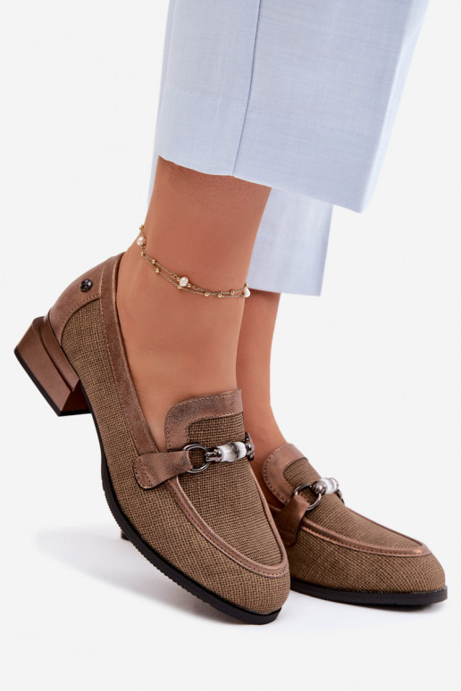 topánky Dámske s podpätkami S Ornatem Detalem Hnedá farba Meliva