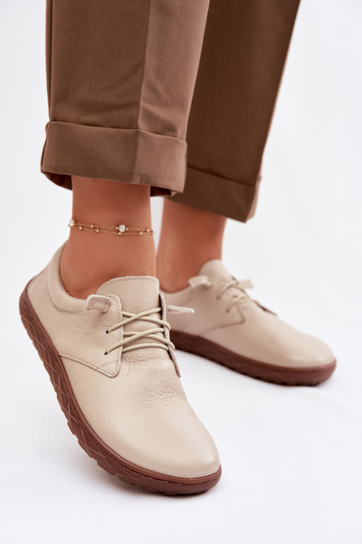 Kožené topánky Barefoot Dámske Zazoo 10189 béžová