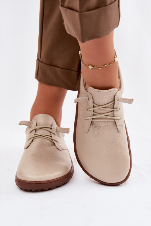 Kožené topánky Barefoot Dámske Zazoo 10189 béžová