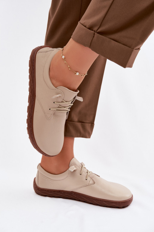 Kožené topánky Barefoot Dámske Zazoo 10189 béžová