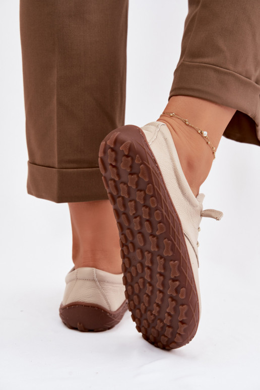 Kožené topánky Barefoot Dámske Zazoo 10189 béžová