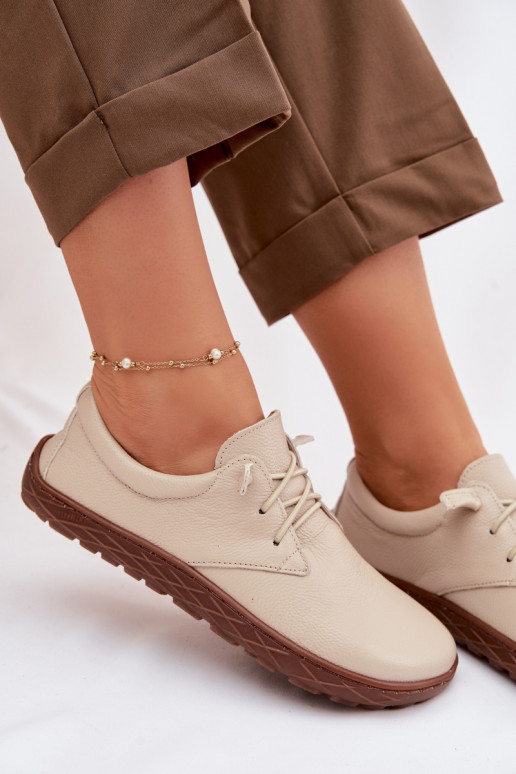 Kožené topánky Barefoot Dámske Zazoo 10189 béžová