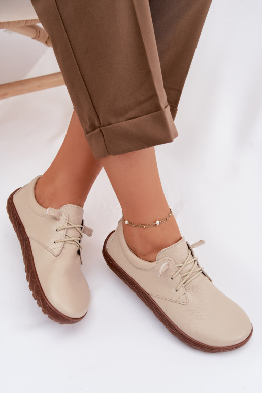 Kožené topánky Barefoot Dámske Zazoo 10189 béžová