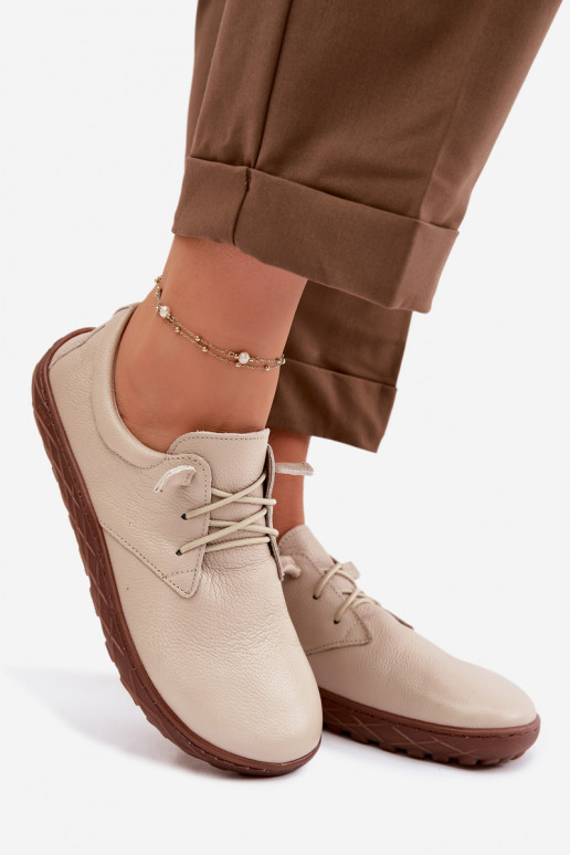 Kožené topánky Barefoot Dámske Zazoo 10189 béžová